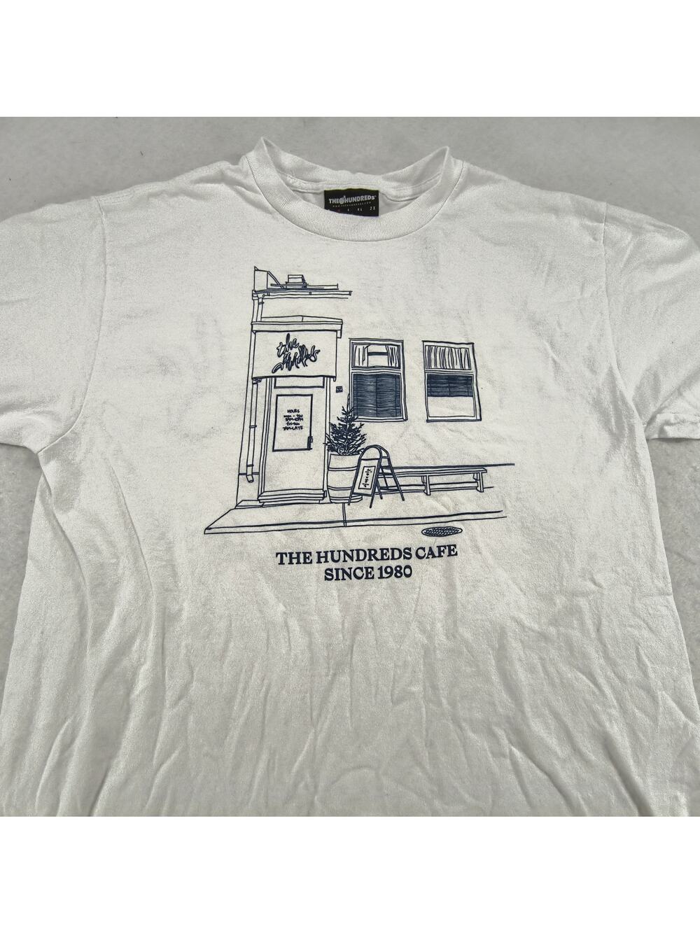 The Hundreds Cafe Casual Short Sleeve Crew Neck Shirt Mens Size Medium M White